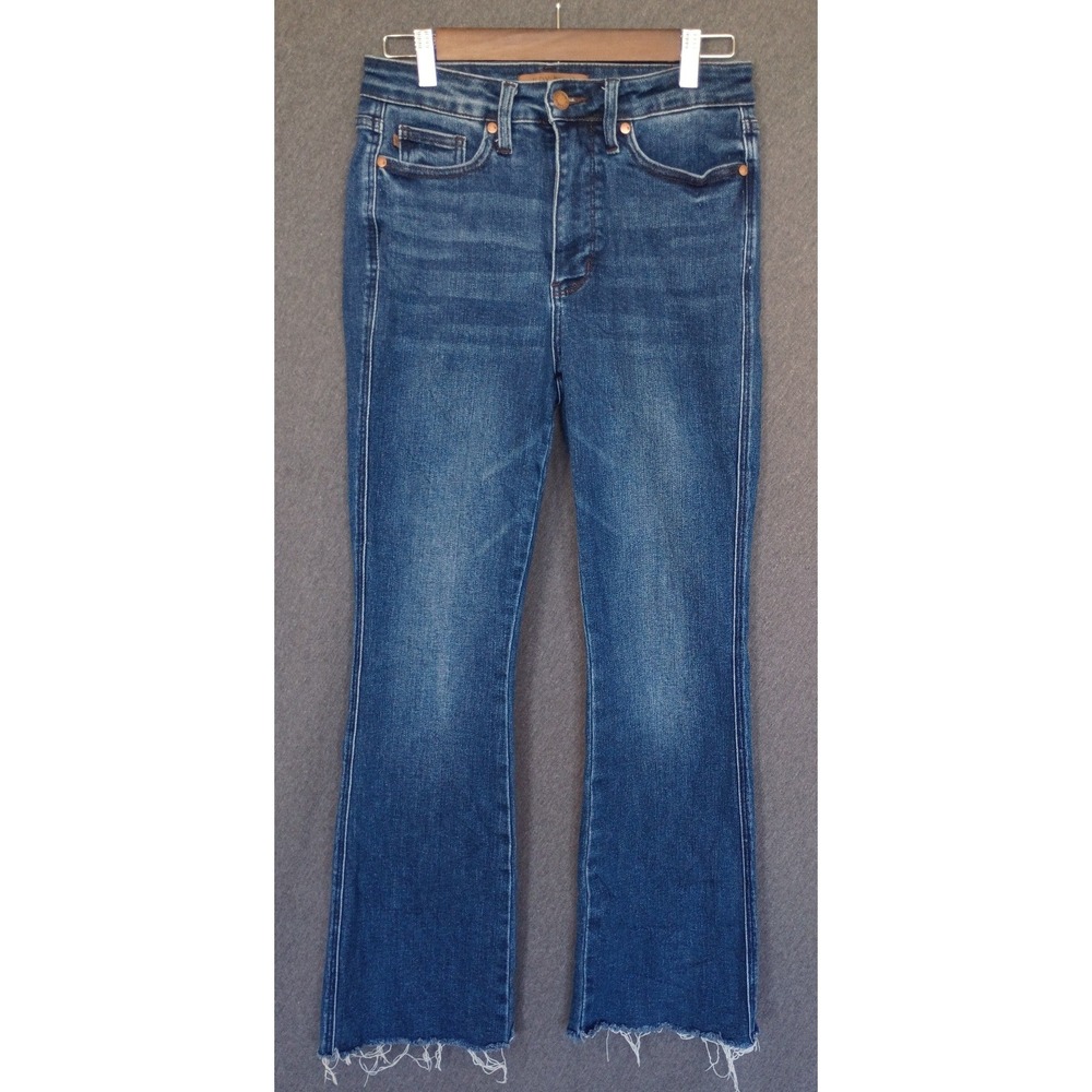 Judy Blue High Rise Boot Cut Jeans Medium Wash Raw Hem Size‎ 5/27 Regular